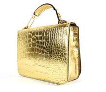 Load image into Gallery viewer, Gold Snakeskin Metallic Handbag